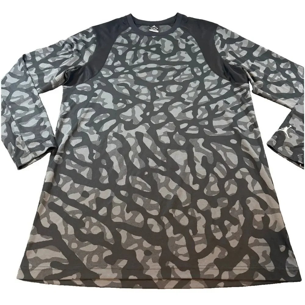 Jordan Dri-FIT Shirt Men’s XL Black Gray Camo Long Sleeve Jumpman 706721-010 NWT